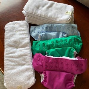 Lot of 3 BumGenius cloth diapers and 12 inserts
